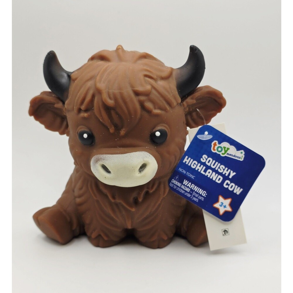 ToyMENDOUS Highland Cow Squishy Toy Animal Sensory Viral Toy Dark Brown New